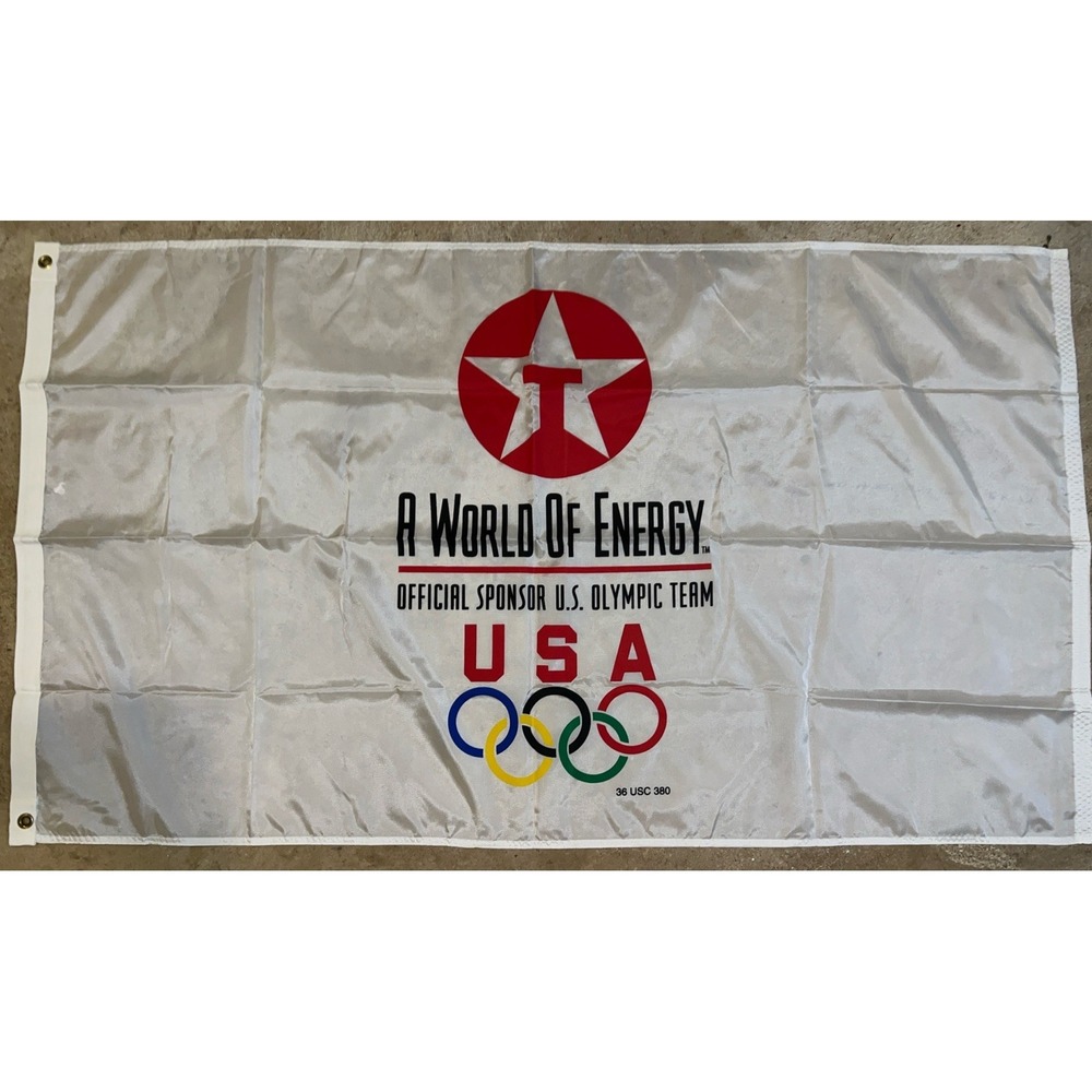 1998 Texaco A World Of Energy Olympic Flag‎ Sponsor 60"x33" Rate